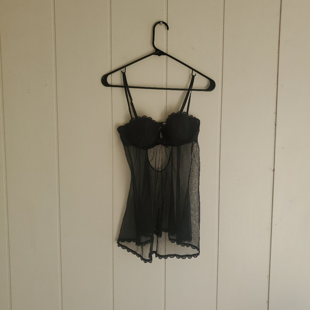 Victoria's Secret Sexy Little Things Lace Mesh Sheer Babydoll Nighty Witchy
